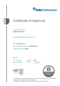 Gemini AMPM SafeContractor certificate